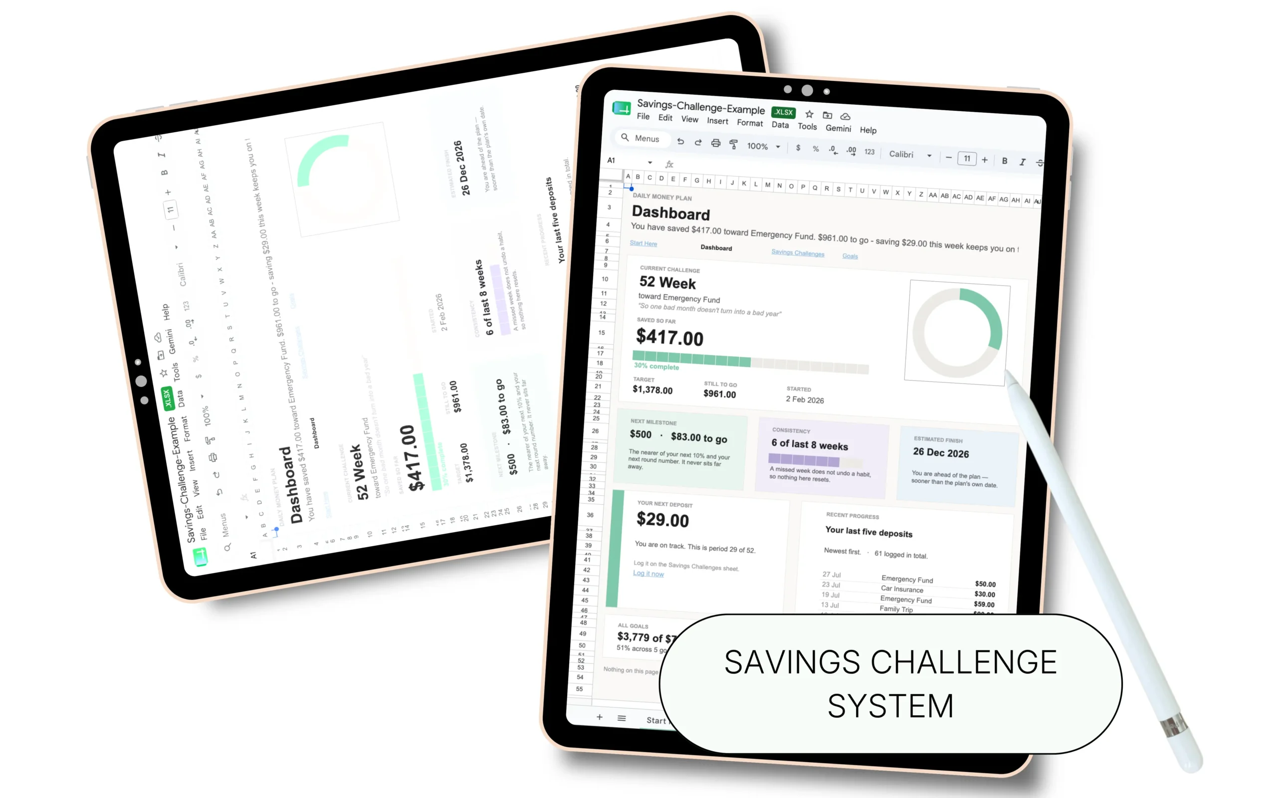 Savings Challenge System spreadsheet template