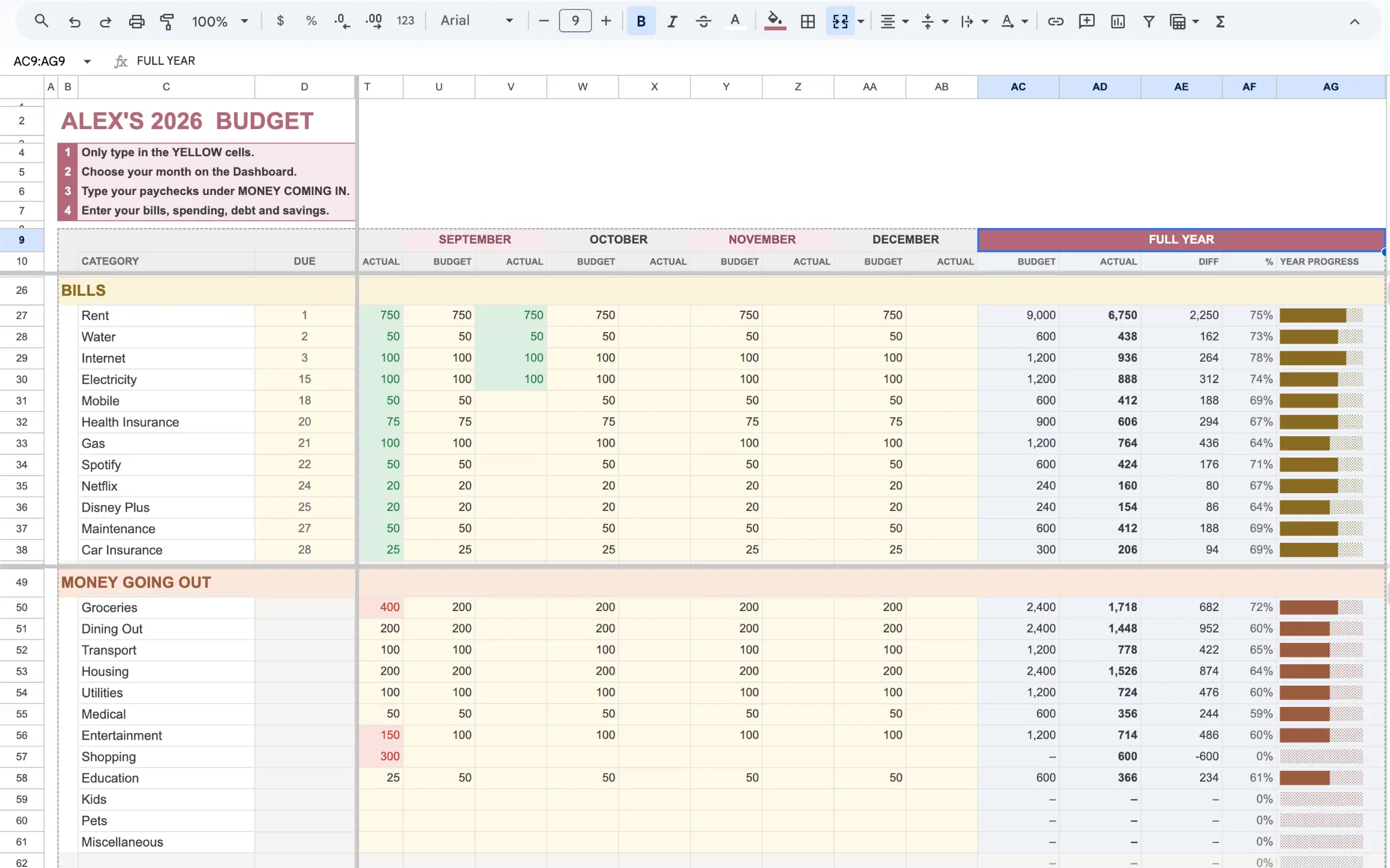 Budget by Paycheck System bill and expense planning layout